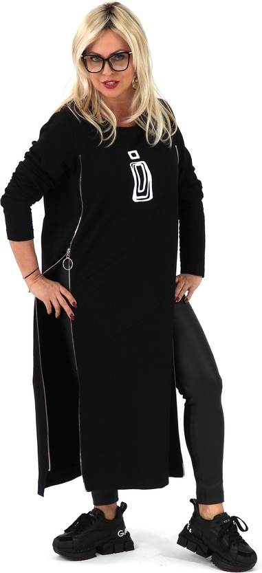 Czarna sukienka Roxana - sukienki w stylu casual z długim rękawem