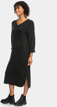 Czarna sukienka Roxy midi z dekoltem w kształcie litery v