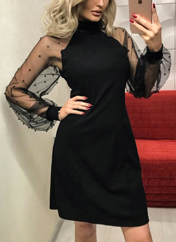 Czarna sukienka Sandbella z długim rękawem mini