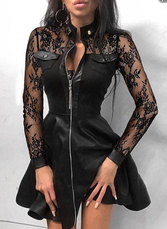Czarna sukienka Sandbella z długim rękawem mini