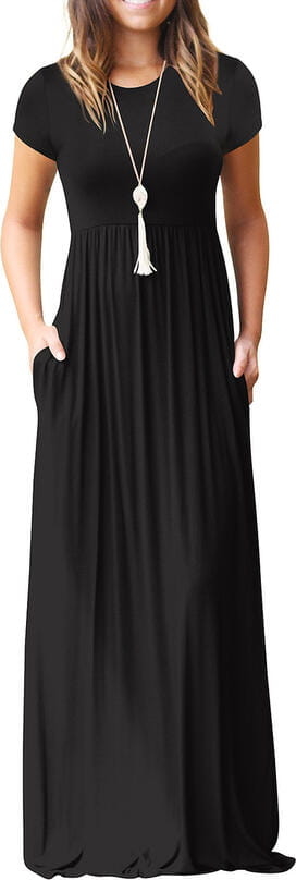 Czarna sukienka Sandbella z krótkim rękawem maxi