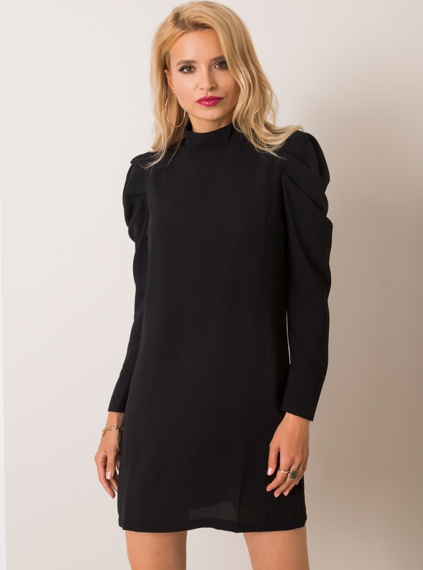 Czarna sukienka Sheandher.pl mini w stylu casual z długim rękawem