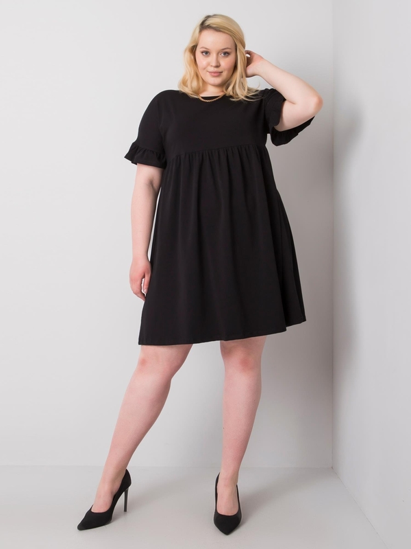 Czarna sukienka Sheandher.pl mini z bawełny z okrągłym dekoltem
