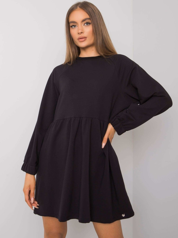 Czarna sukienka Sheandher.pl z bawełny z długim rękawem