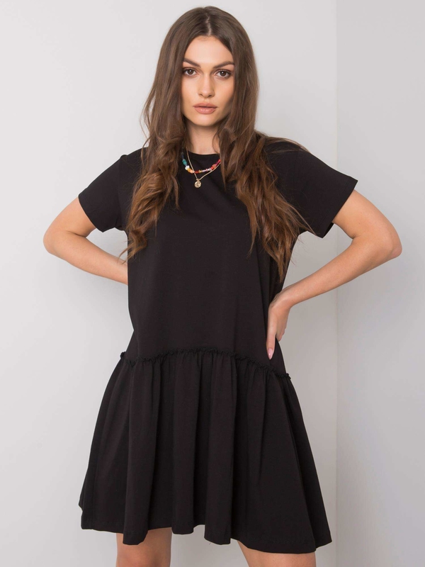 Czarna sukienka Sheandher.pl z bawełny z okrągłym dekoltem