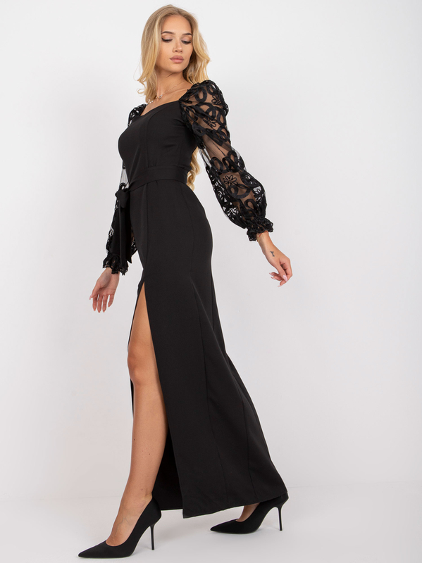 Czarna sukienka Sheandher.pl z długim rękawem