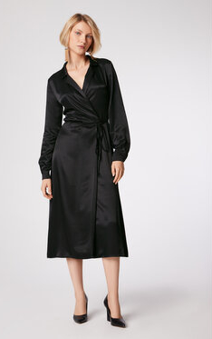 Czarna sukienka Simple z dekoltem w kształcie litery v w stylu casual