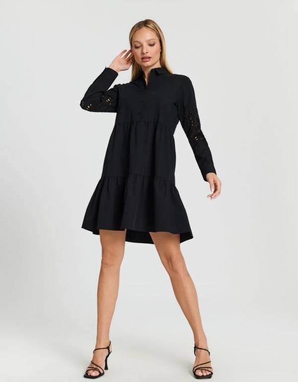 Czarna sukienka Sinsay mini w stylu casual z długim rękawem