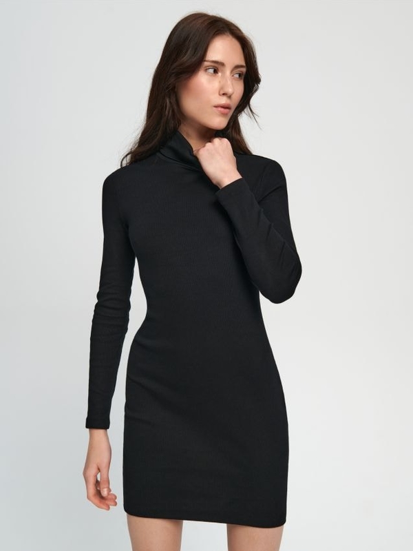 Czarna sukienka Sinsay mini z długim rękawem ołówkowa