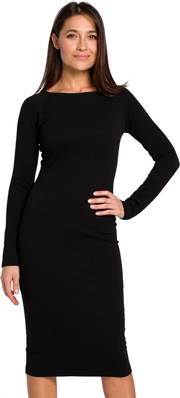 Czarna sukienka Stylove w stylu casual z długim rękawem dopasowana
