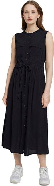 Czarna sukienka Tom Tailor z okrągłym dekoltem koszulowa