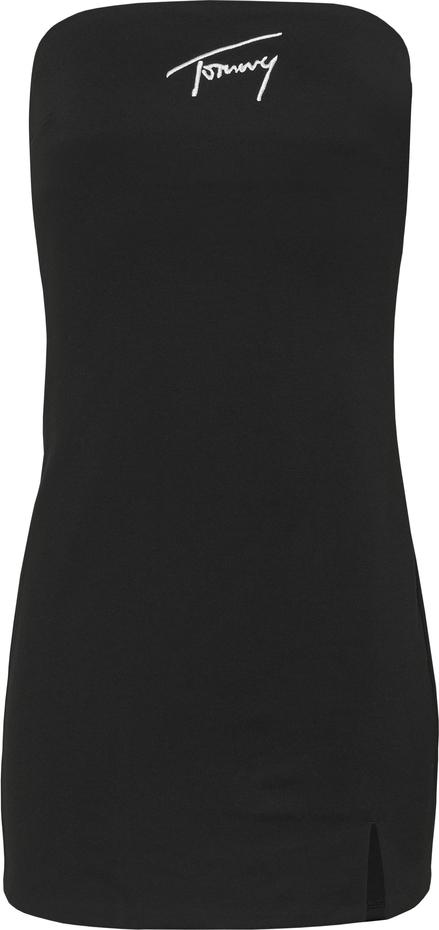 Czarna sukienka Tommy Hilfiger mini z okrągłym dekoltem bez rękawów