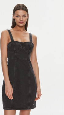 Czarna sukienka Tommy Jeans dopasowana mini w stylu casual