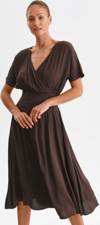 Czarna sukienka Top Secret kopertowa z krótkim rękawem w stylu casual