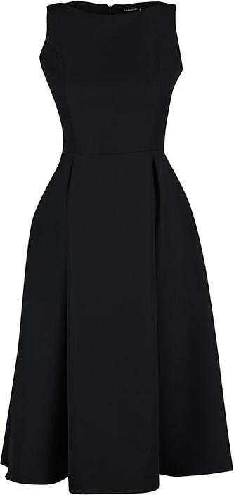 Czarna sukienka Trendyol bez rękawów mini z dekoltem w łódkę
