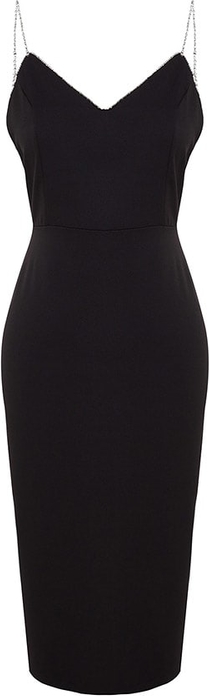Czarna sukienka Trendyol z dekoltem w kształcie litery v