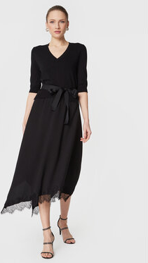 Czarna sukienka Twinset w stylu casual z długim rękawem midi