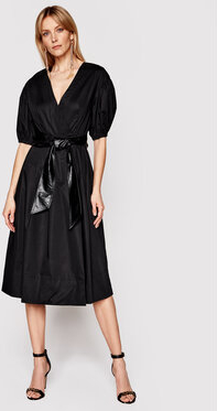 Czarna sukienka Twinset z dekoltem w kształcie litery v z długim rękawem w stylu casual