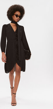 Czarna sukienka Twinset z długim rękawem z dekoltem w kształcie litery v