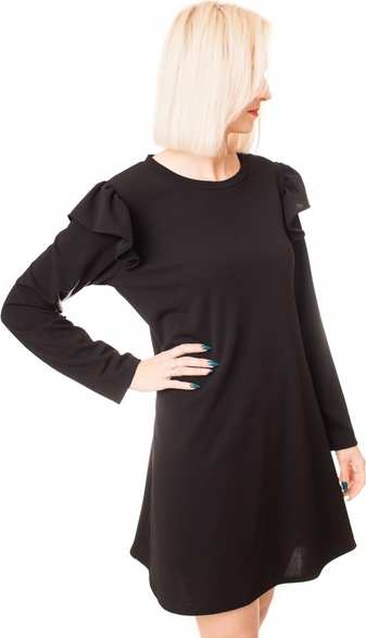 Czarna sukienka Ubierzto.pl w stylu casual z długim rękawem z okrągłym dekoltem