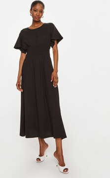 Czarna sukienka United Colors Of Benetton z krótkim rękawem midi