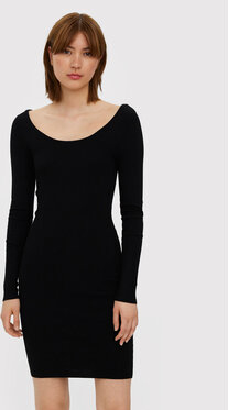 Czarna sukienka Vero Moda dopasowana z długim rękawem w stylu casual