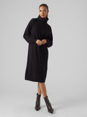 Czarna sukienka Vero Moda z długim rękawem w stylu casual prosta