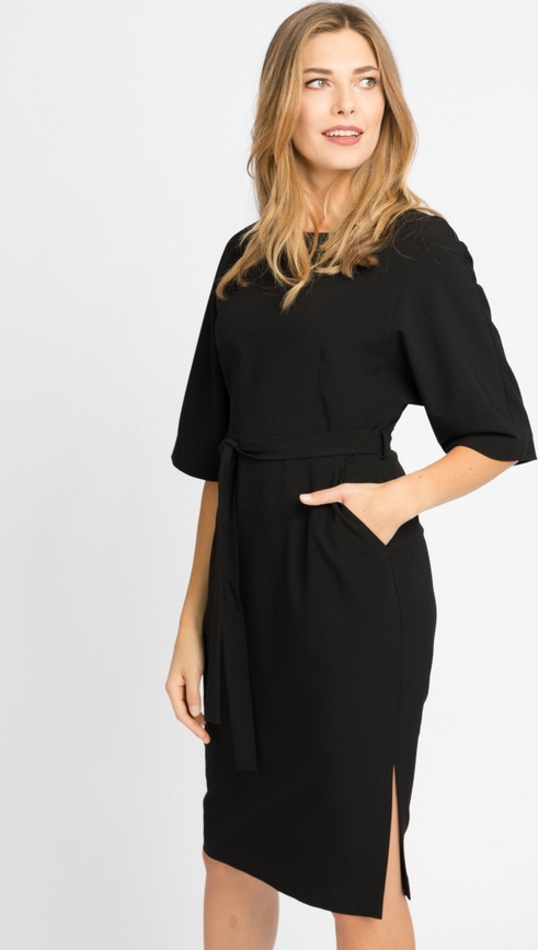 Czarna sukienka VISSAVI z tkaniny w stylu casual ołówkowa