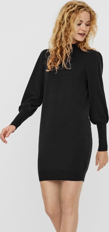 Czarna sukienka WARESHOP mini z bawełny z długim rękawem