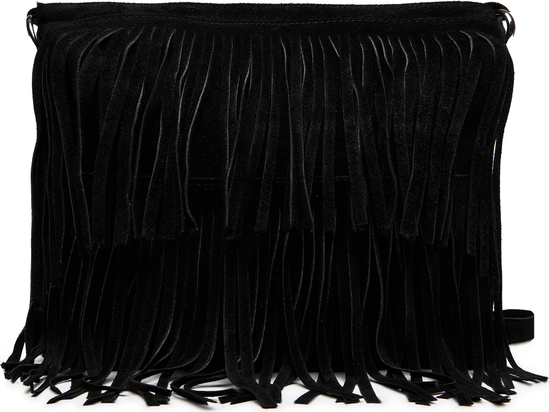 Czarna torebka Creole na ramię w młodzieżowym stylu z frędzlami