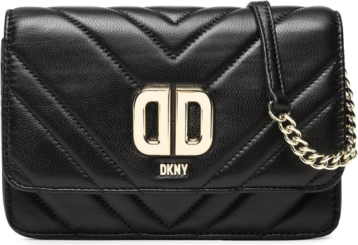 Czarna torebka DKNY w młodzieżowym stylu średnia na ramię
