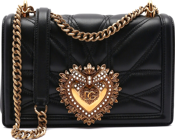 Czarna torebka Dolce Gabbana ze skóry na ramię średnia