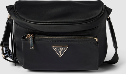 Czarna torebka Guess średnia w stylu glamour na ramię