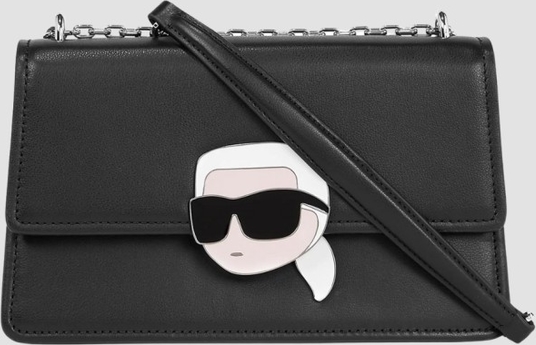 Czarna torebka Karl Lagerfeld do ręki w stylu glamour ze skóry
