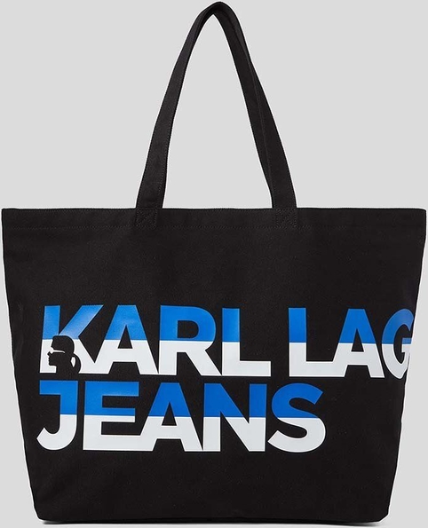 Czarna torebka Karl Lagerfeld duża z nadrukiem w młodzieżowym stylu
