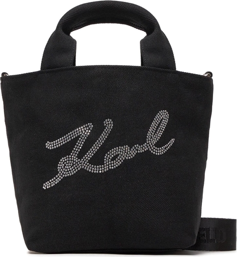 Czarna torebka Karl Lagerfeld matowa w wakacyjnym stylu na ramię