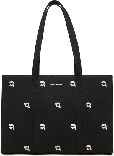 Czarna torebka Karl Lagerfeld na ramię zdobiona duża