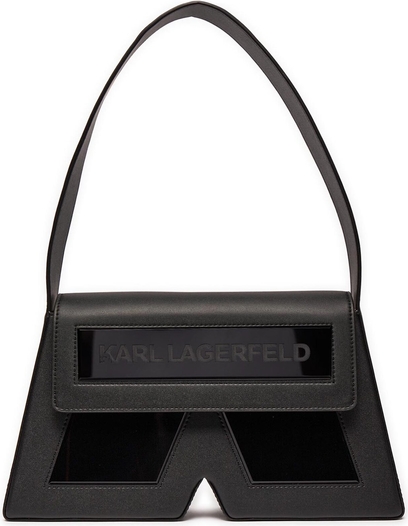 Czarna torebka Karl Lagerfeld średnia na ramię w młodzieżowym stylu