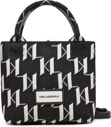 Czarna torebka Karl Lagerfeld w młodzieżowym stylu duża z nadrukiem