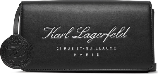 Czarna torebka Karl Lagerfeld w młodzieżowym stylu średnia
