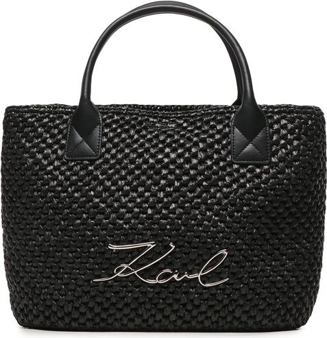 Czarna torebka Karl Lagerfeld w wakacyjnym stylu na ramię duża