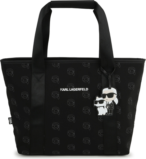 Czarna torebka Karl Lagerfeld z nadrukiem w młodzieżowym stylu