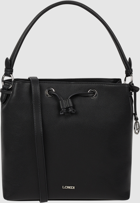 Czarna torebka L.Credi na ramię matowa w stylu glamour