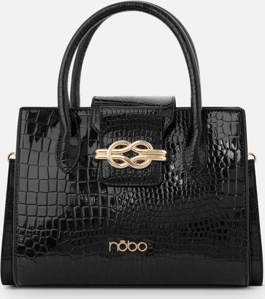 Czarna torebka NOBO do ręki lakierowana w stylu glamour