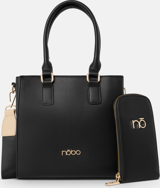 Czarna torebka NOBO na ramię ze skóry ekologicznej w stylu glamour