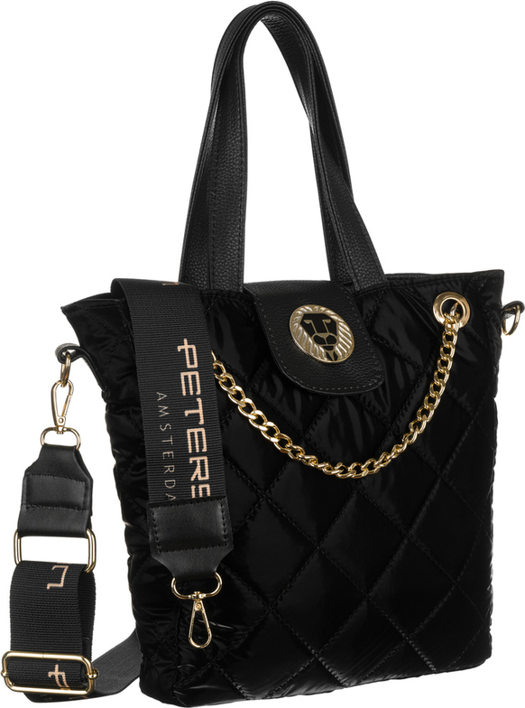 Czarna torebka Peterson duża w stylu glamour pikowana