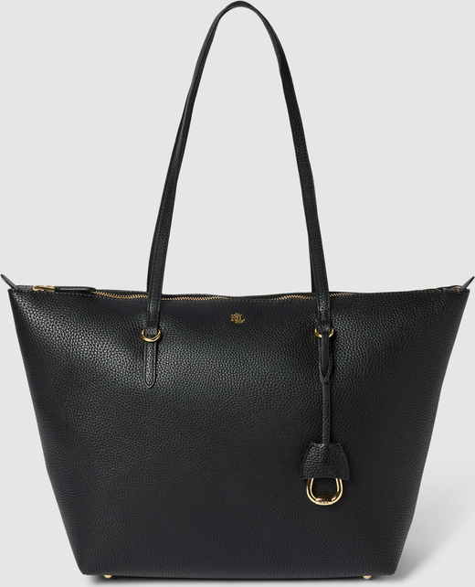 Czarna torebka Ralph Lauren duża z aplikacjami na ramię