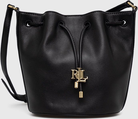 Czarna torebka Ralph Lauren średnia na ramię matowa