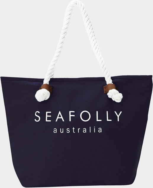 Czarna torebka Seafolly duża w wakacyjnym stylu na ramię