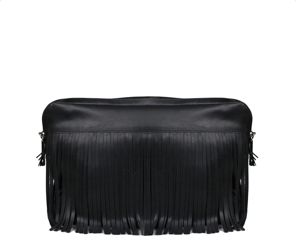 Czarna torebka Słońtorbalski ze skóry na ramię w stylu glamour